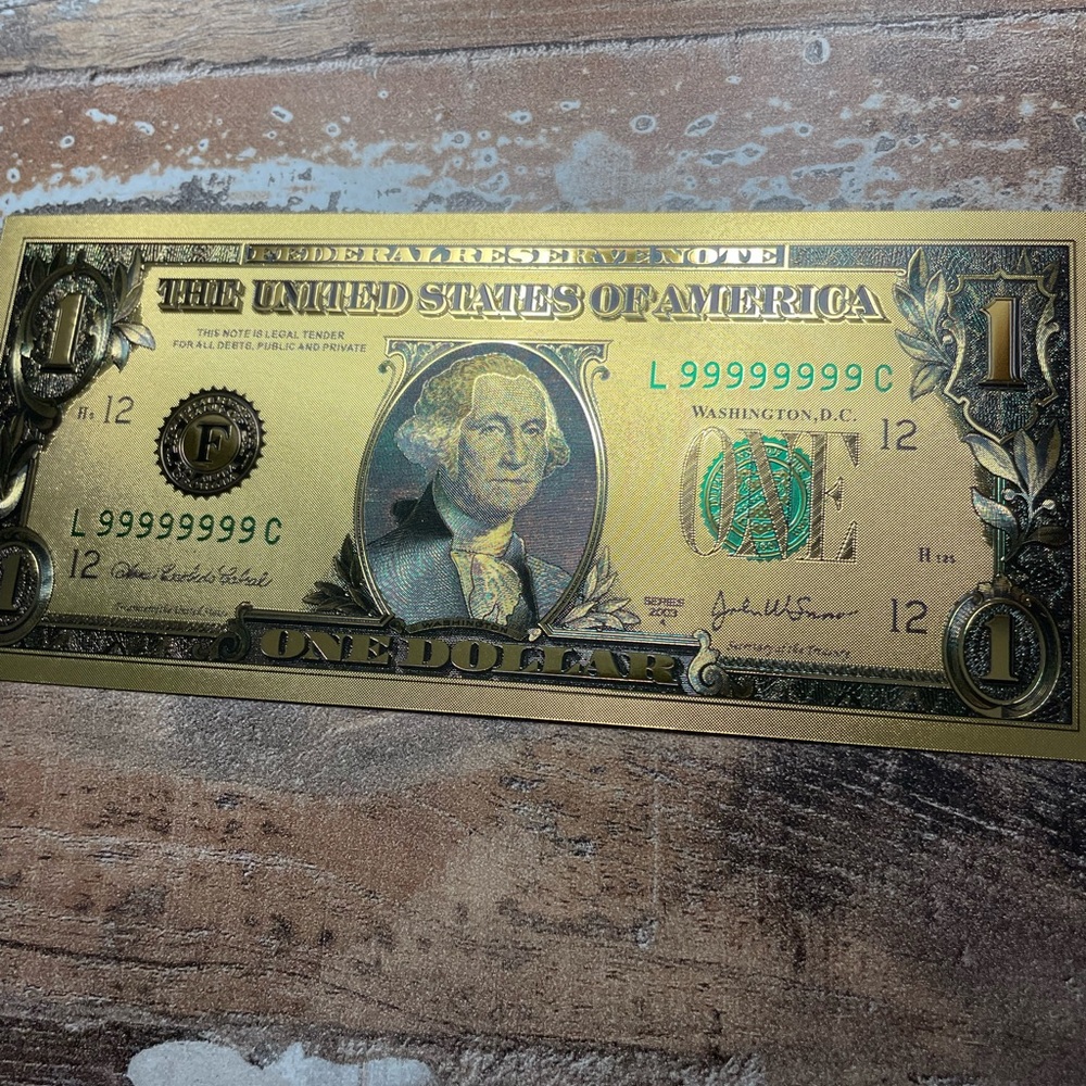 Gold-Toned Novelty One Dollar Bill